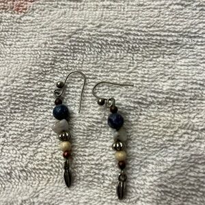 Wire costume earrings. Blue white tones